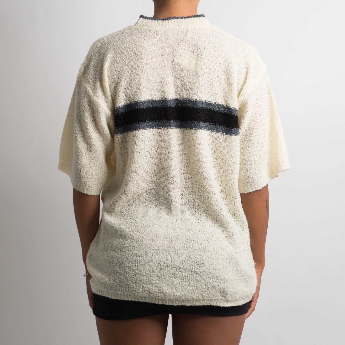 CREAM 70'S STYLE KNIT TSHIRT