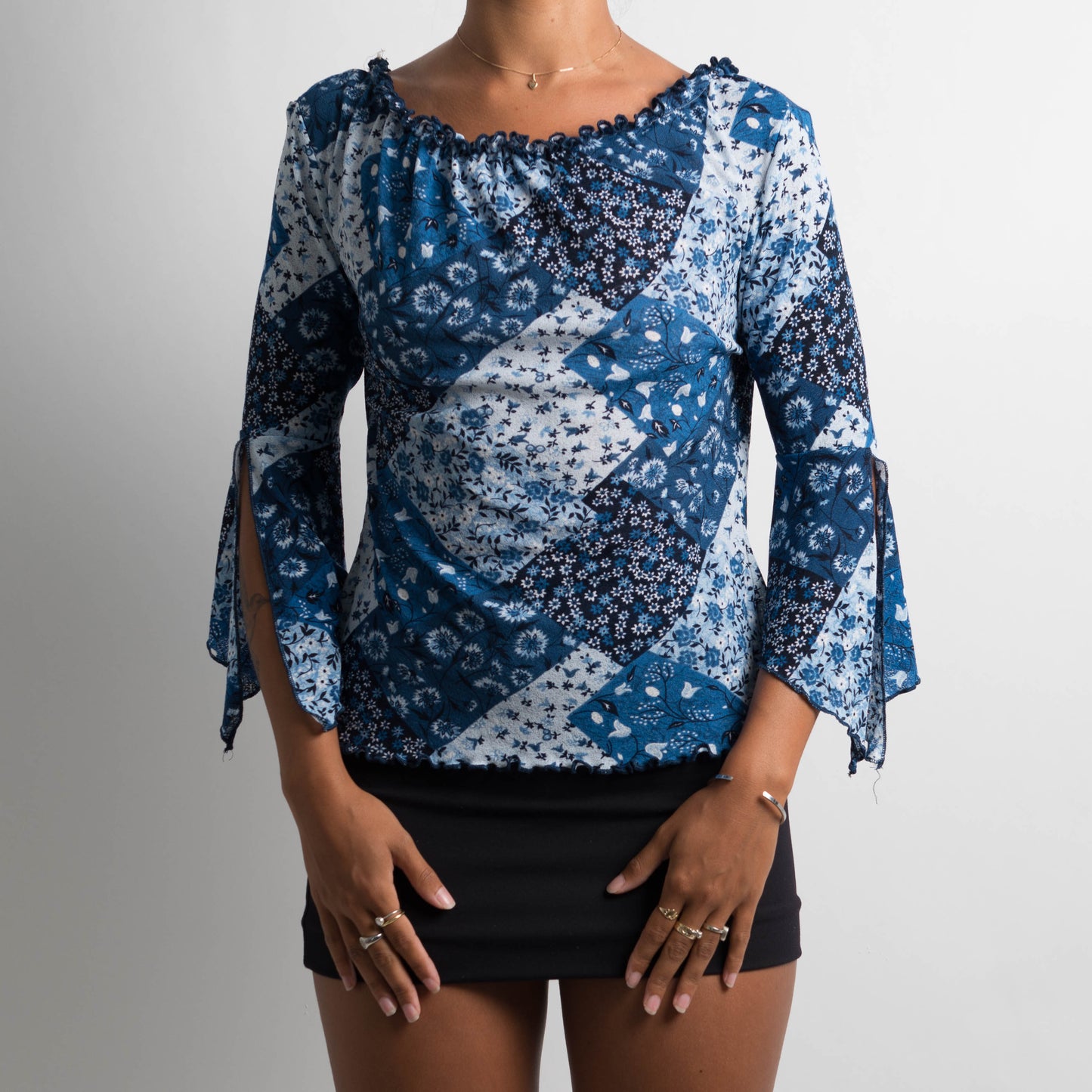 BLUE PAISLEY BOHO TOP