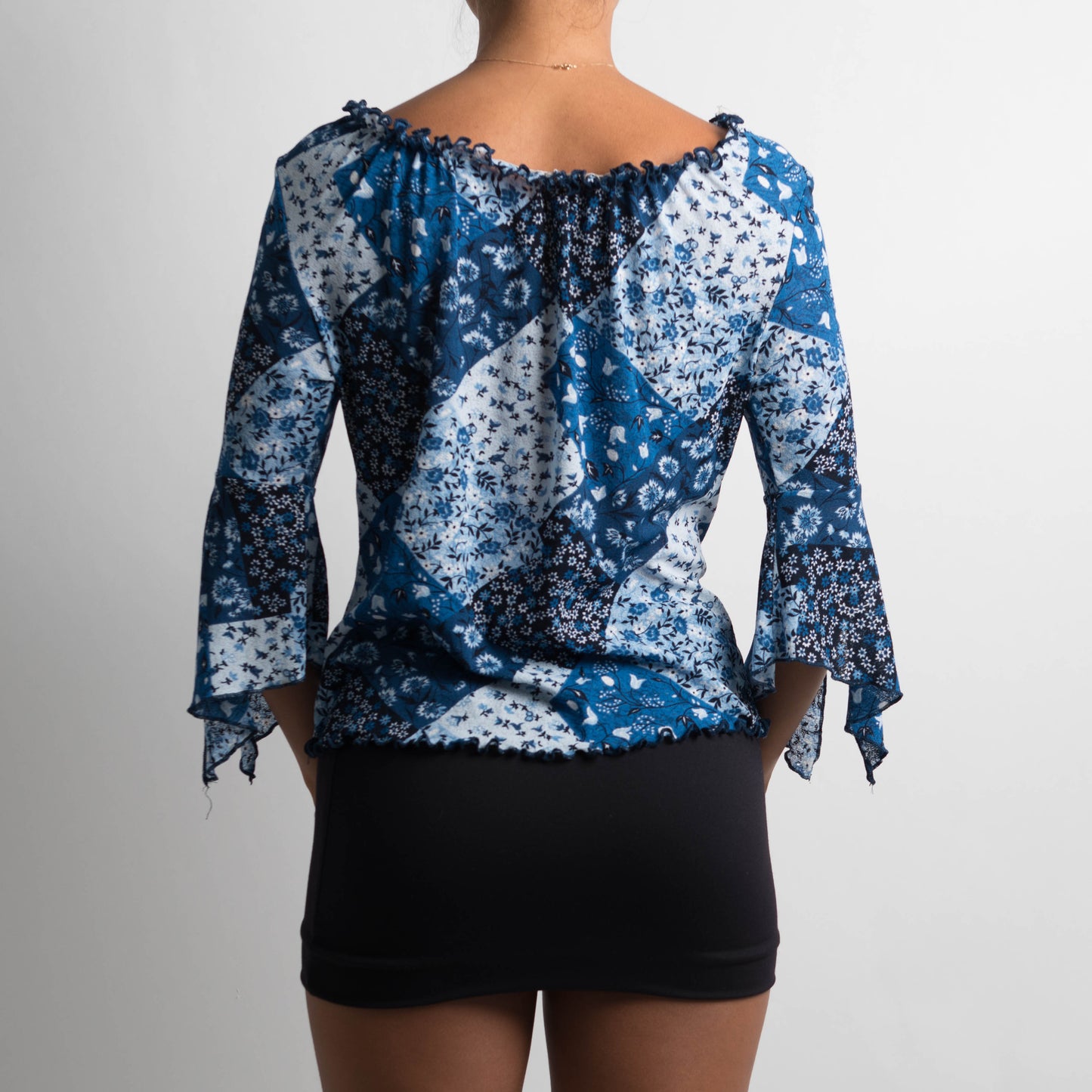 BLUE PAISLEY BOHO TOP