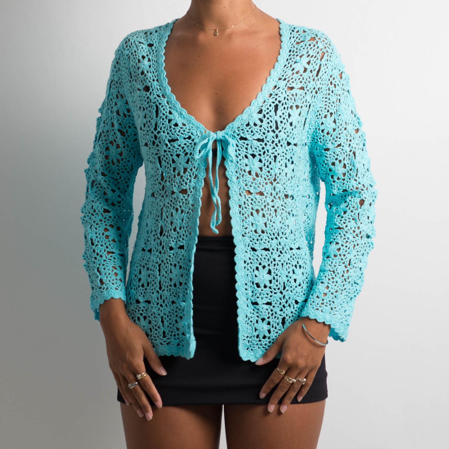 AQUA CROCHET CARDIGAN