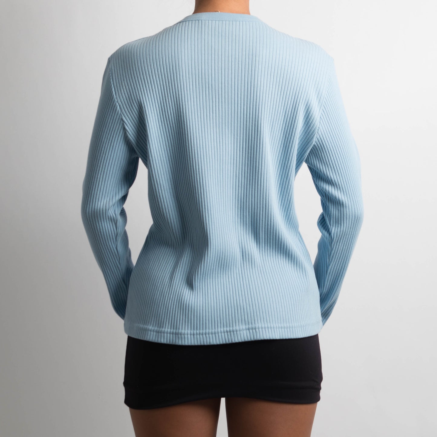 BLUE RIBBED LONG SLEEVE