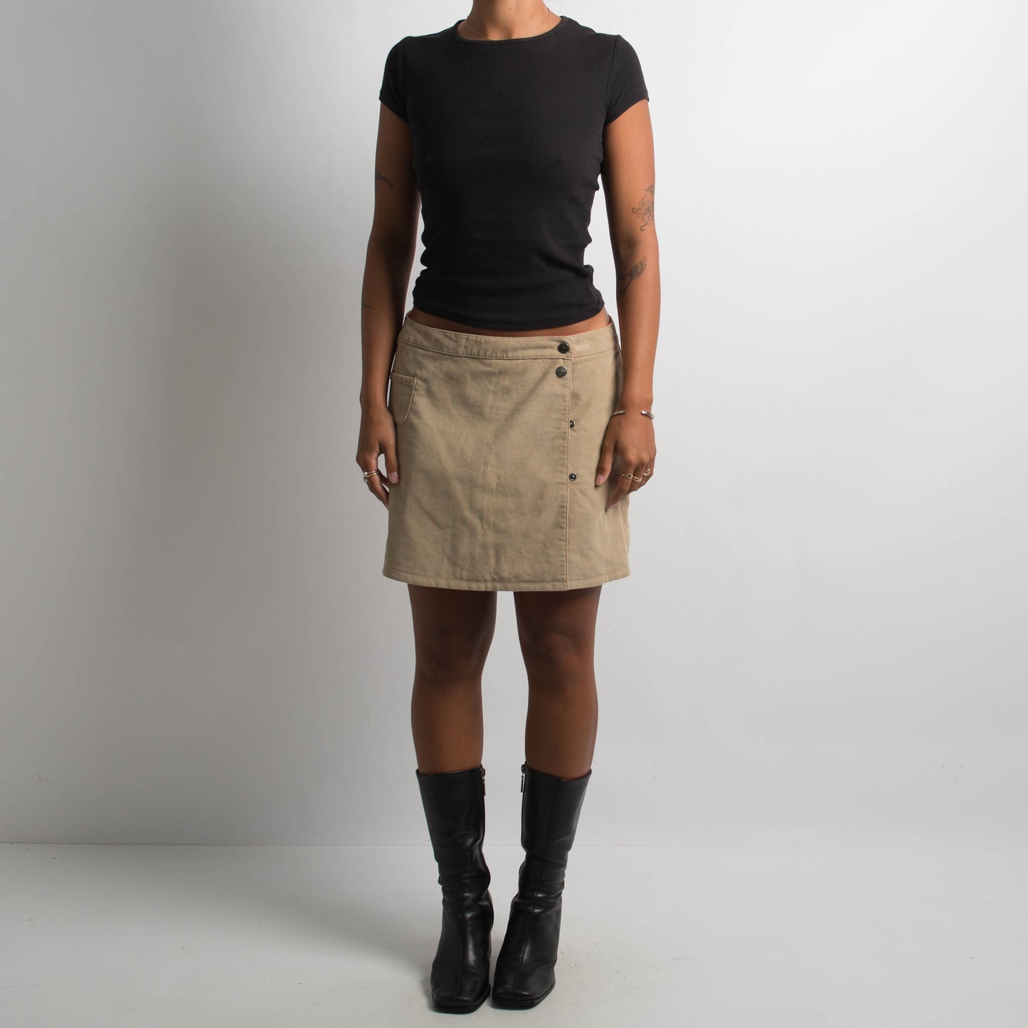 TAN CORDUROY WRAP SKIRT