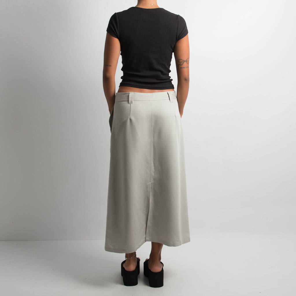 CREAM RIBBED LONGLINE SKIRT