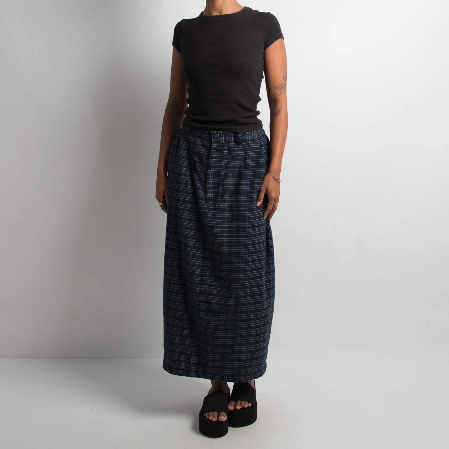 PLAID LONGLINE SKIRT