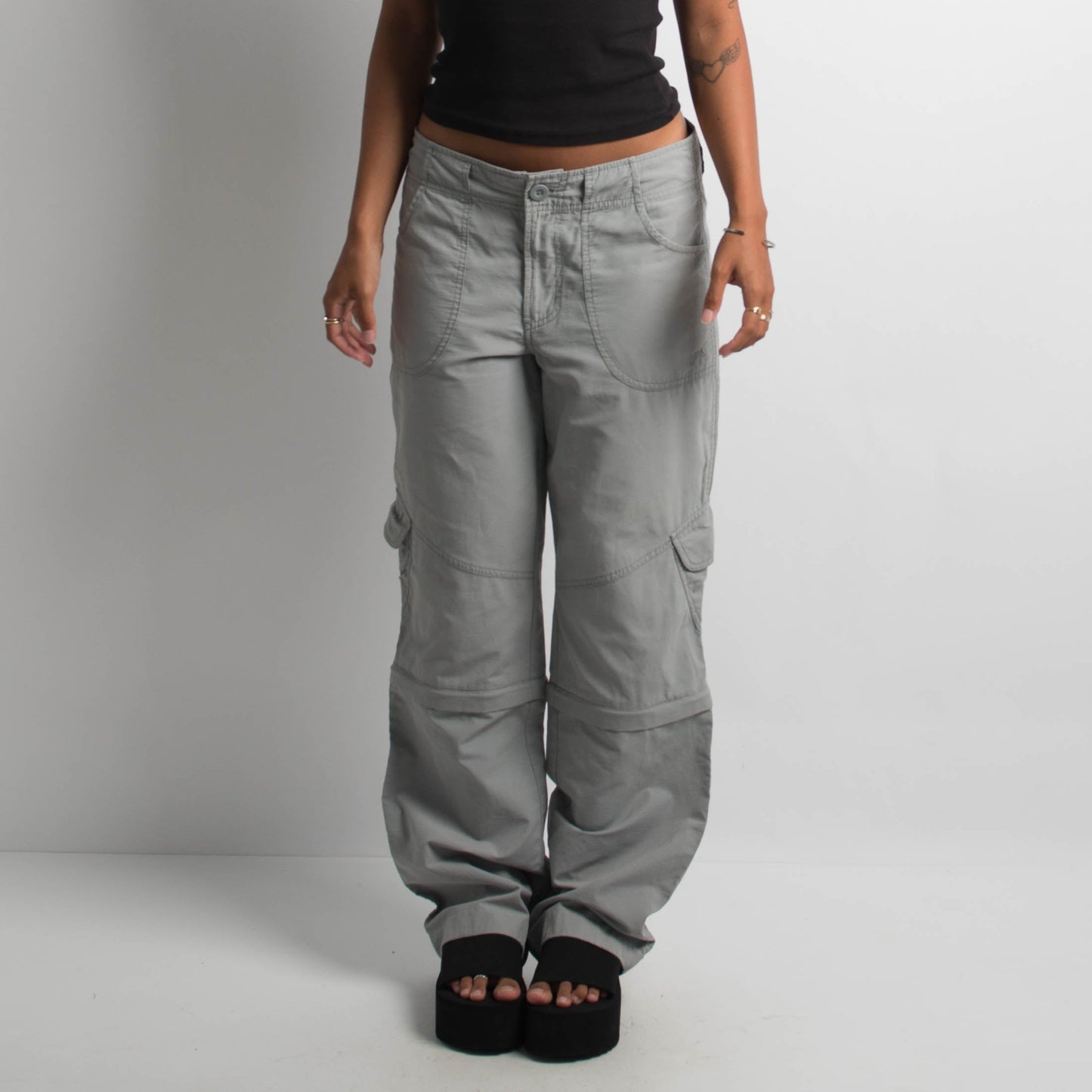 GREY ZIP OFF UTILITY TROUSERS