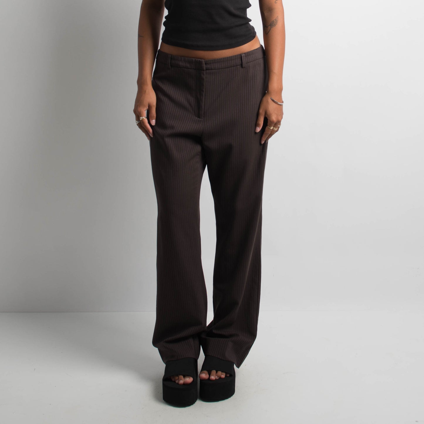 BROWN PINSTRIPE TROUSERS