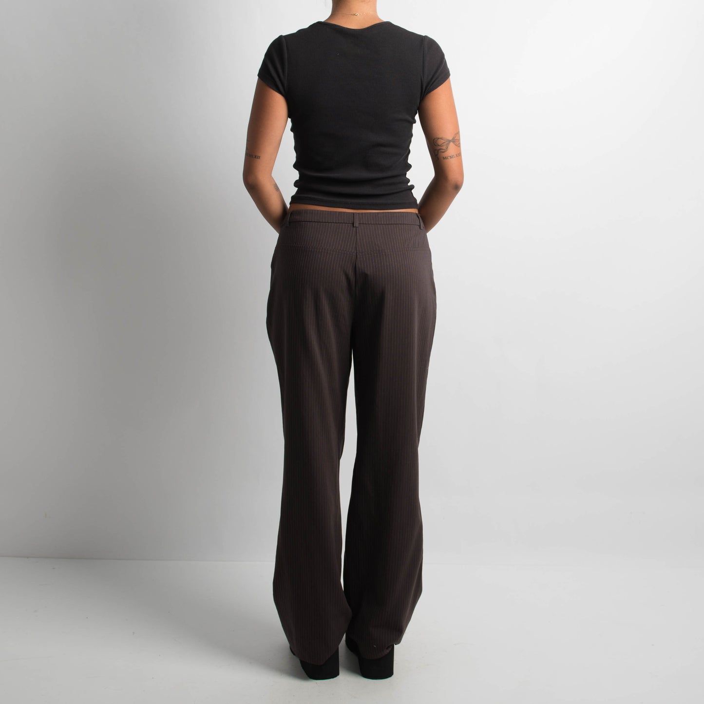 BROWN PINSTRIPE TROUSERS