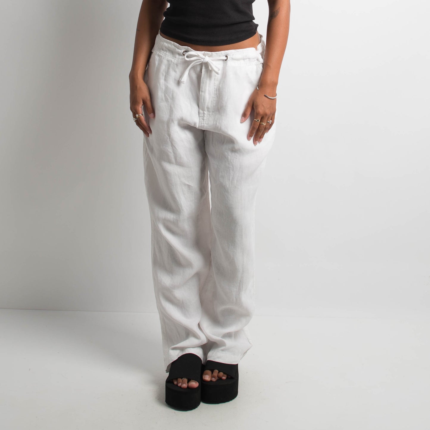 WHITE HEMP LINEN PANTS