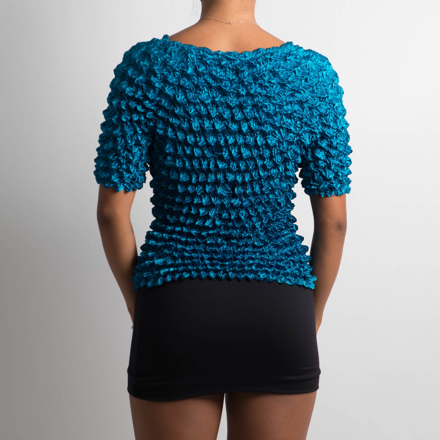 TEAL TEXTURED BUBBLE TOP