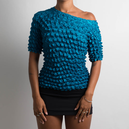 TEAL TEXTURED BUBBLE TOP