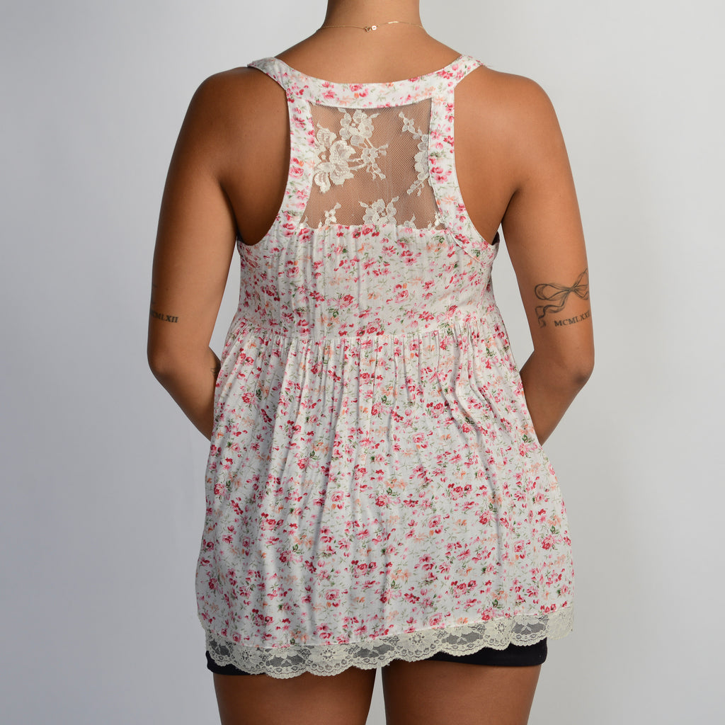 PINK FLORAL BABYDOLL TOP