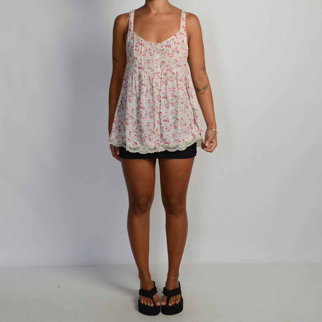 PINK FLORAL BABYDOLL TOP