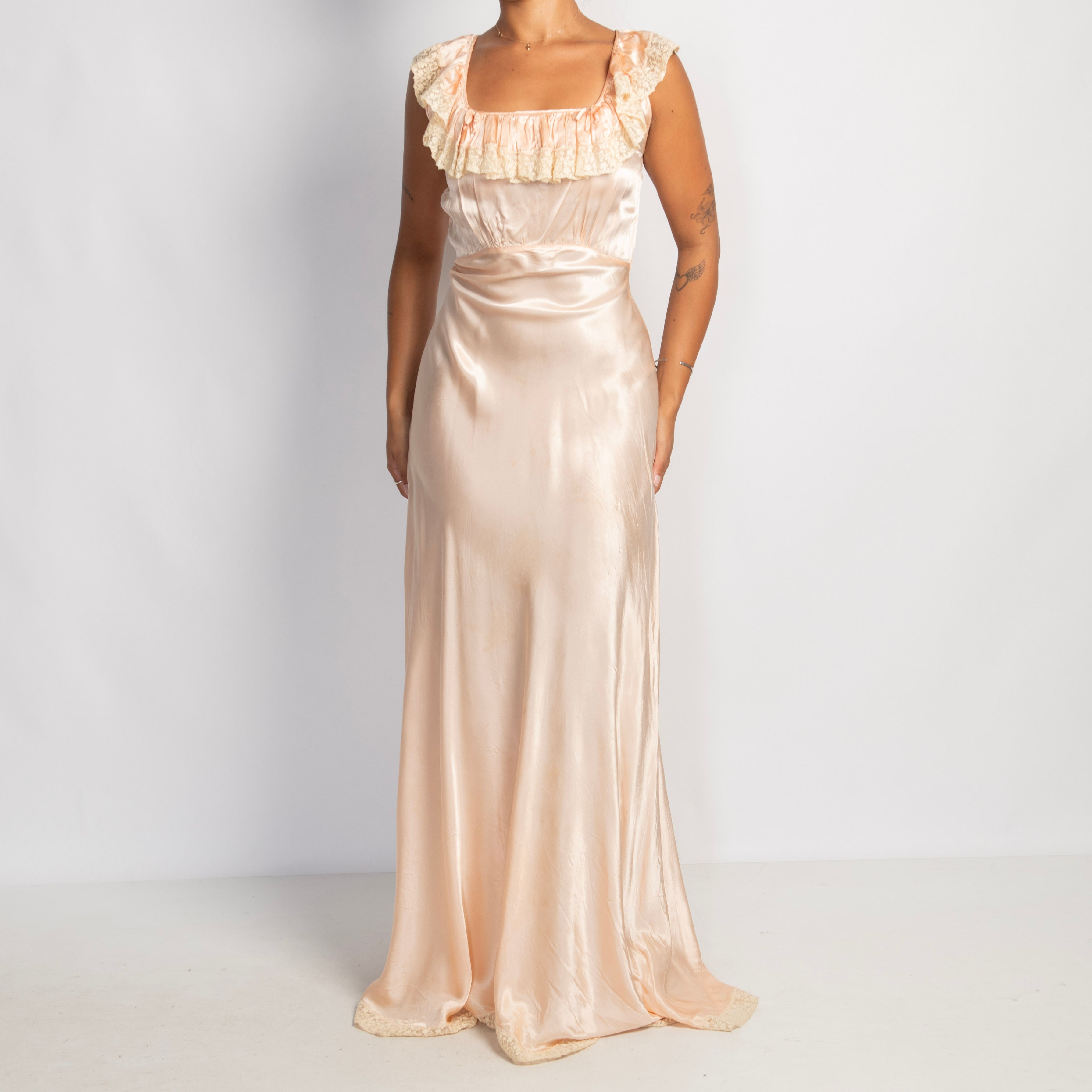 PEACH SATIN GOWN