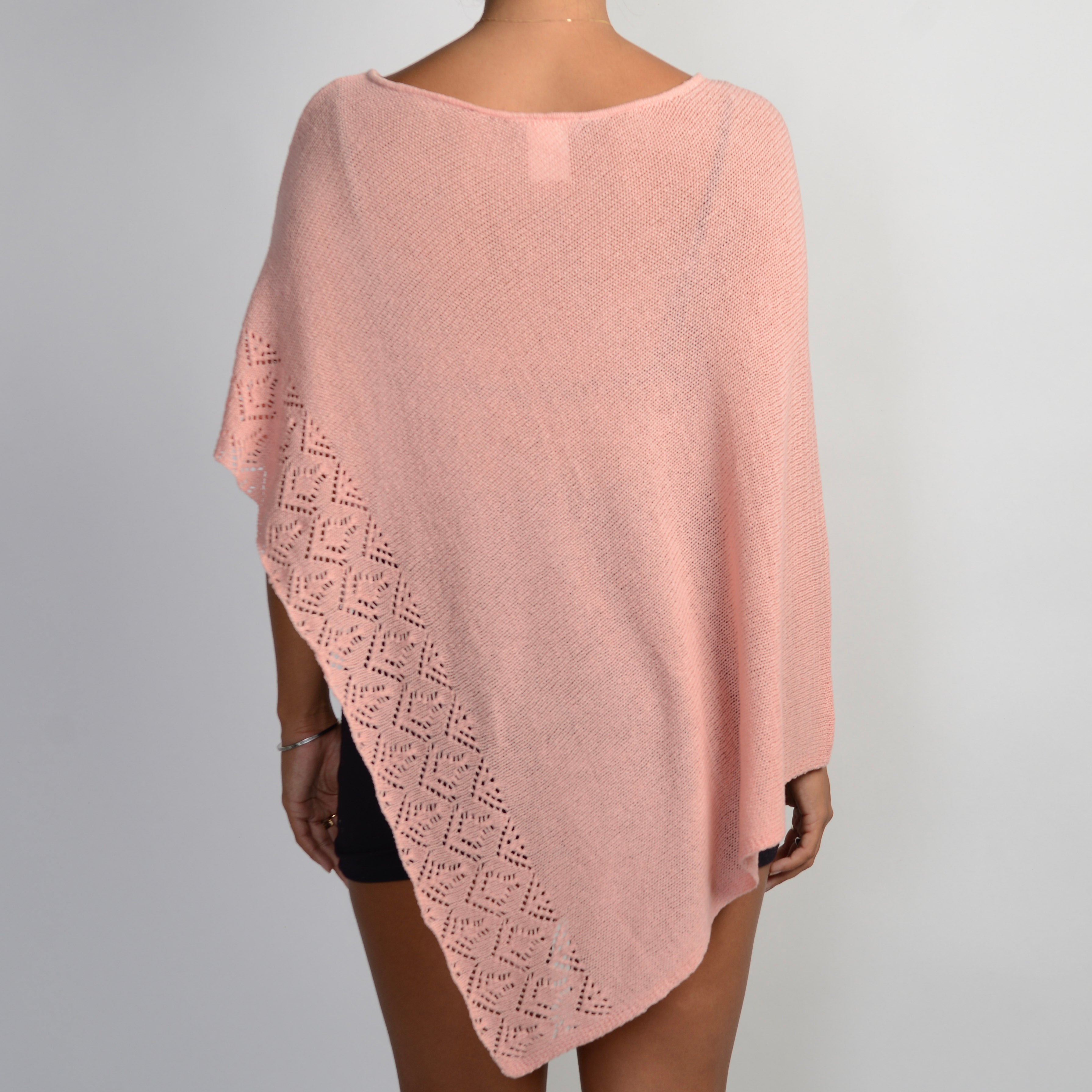 PINK KNIT PONCHO