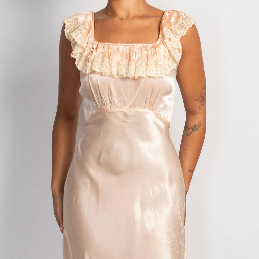 PEACH SATIN GOWN