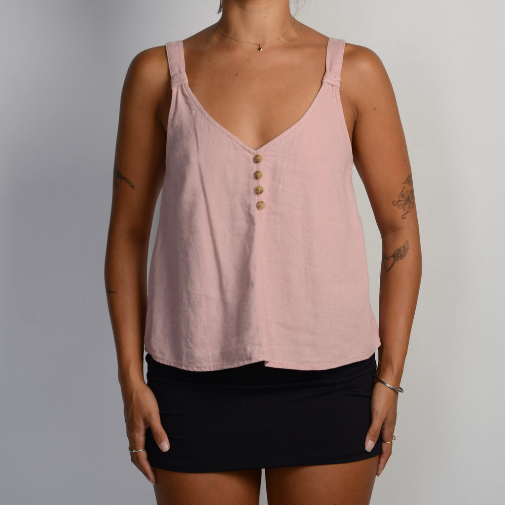 PINK LINEN RELAXED TOP