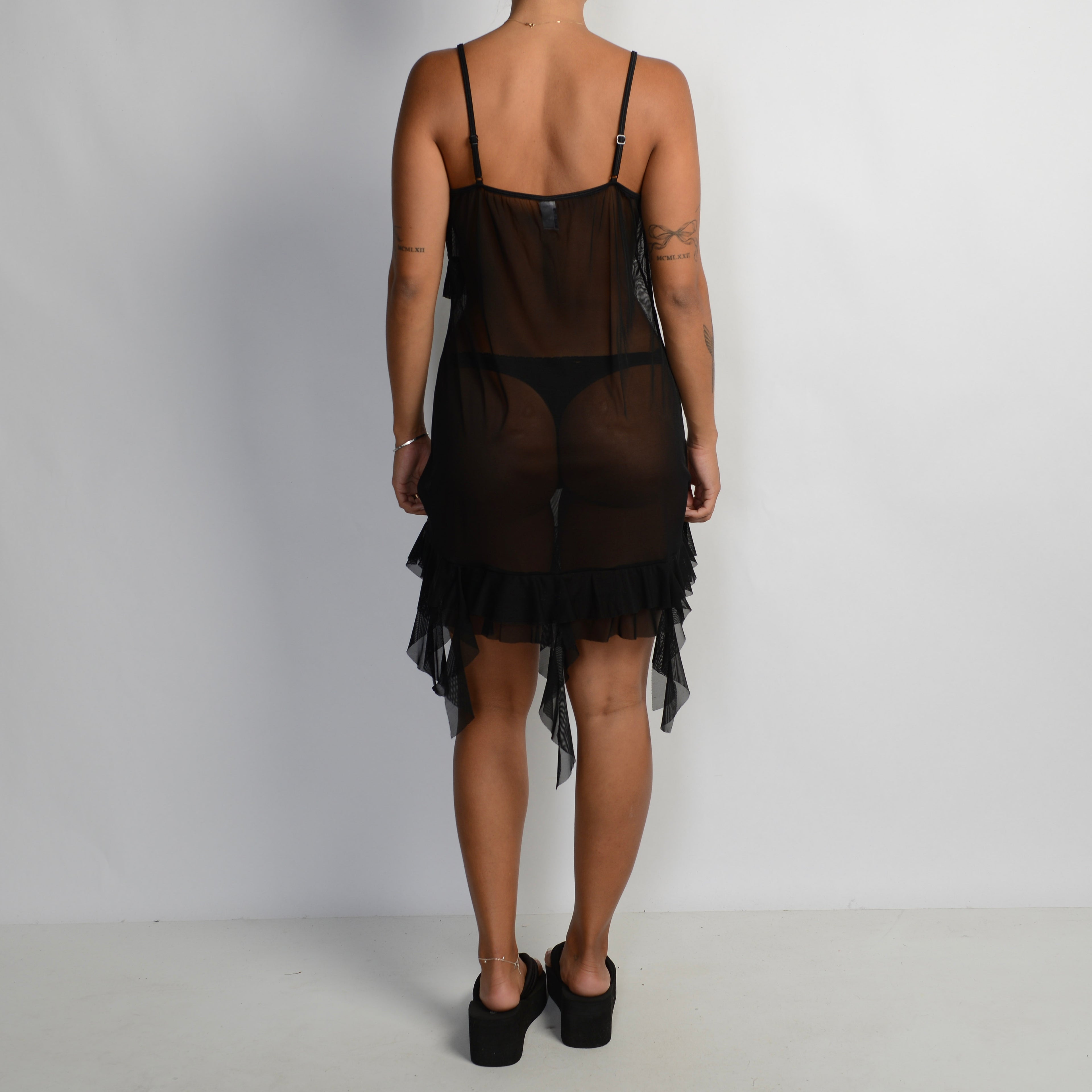 BLACK SHEER MESH DRESS