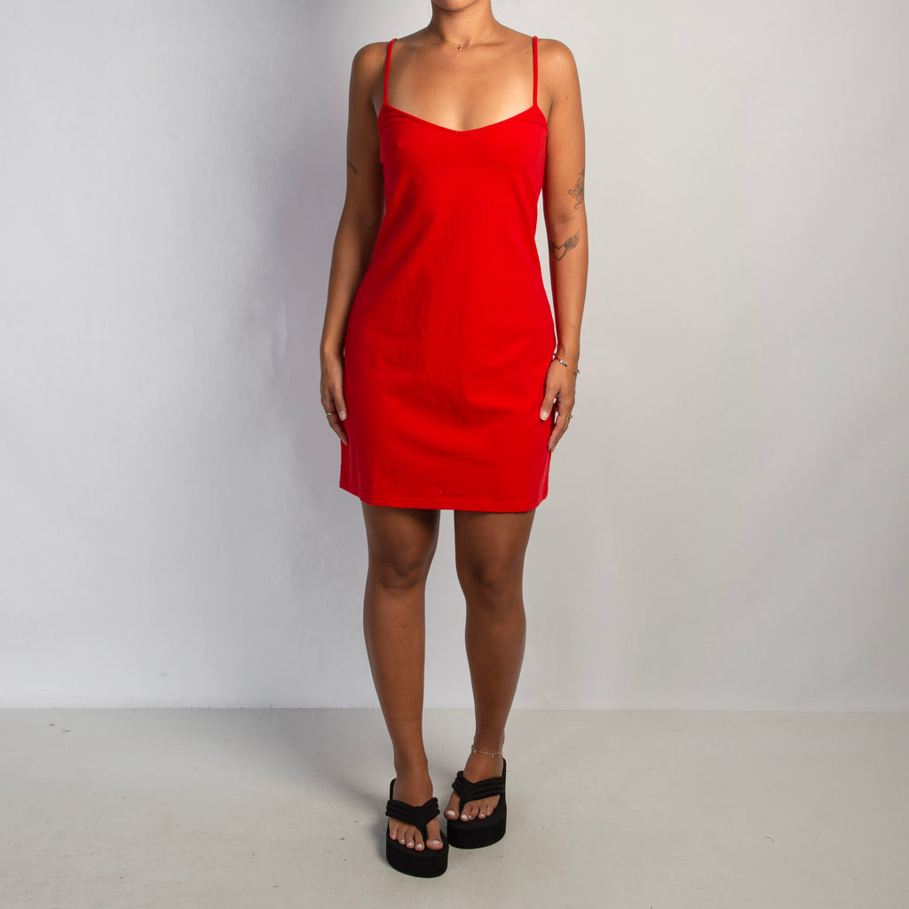 RED COTTON MINI DRESS