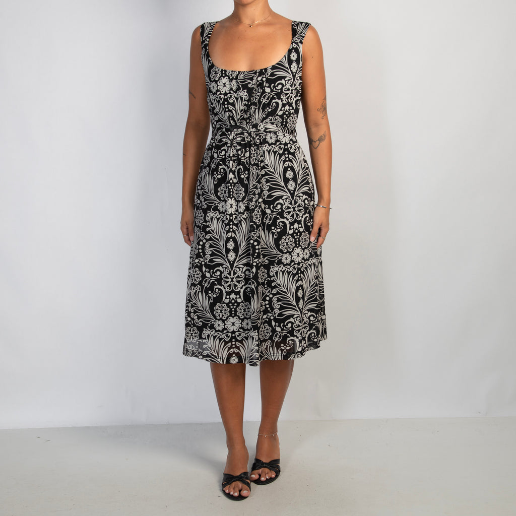 FLORAL MESH MIDI DRESS