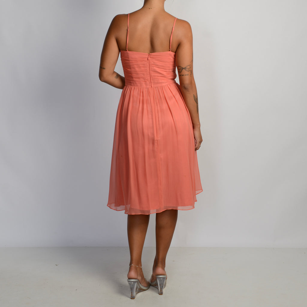 SALMON SILK DRESS