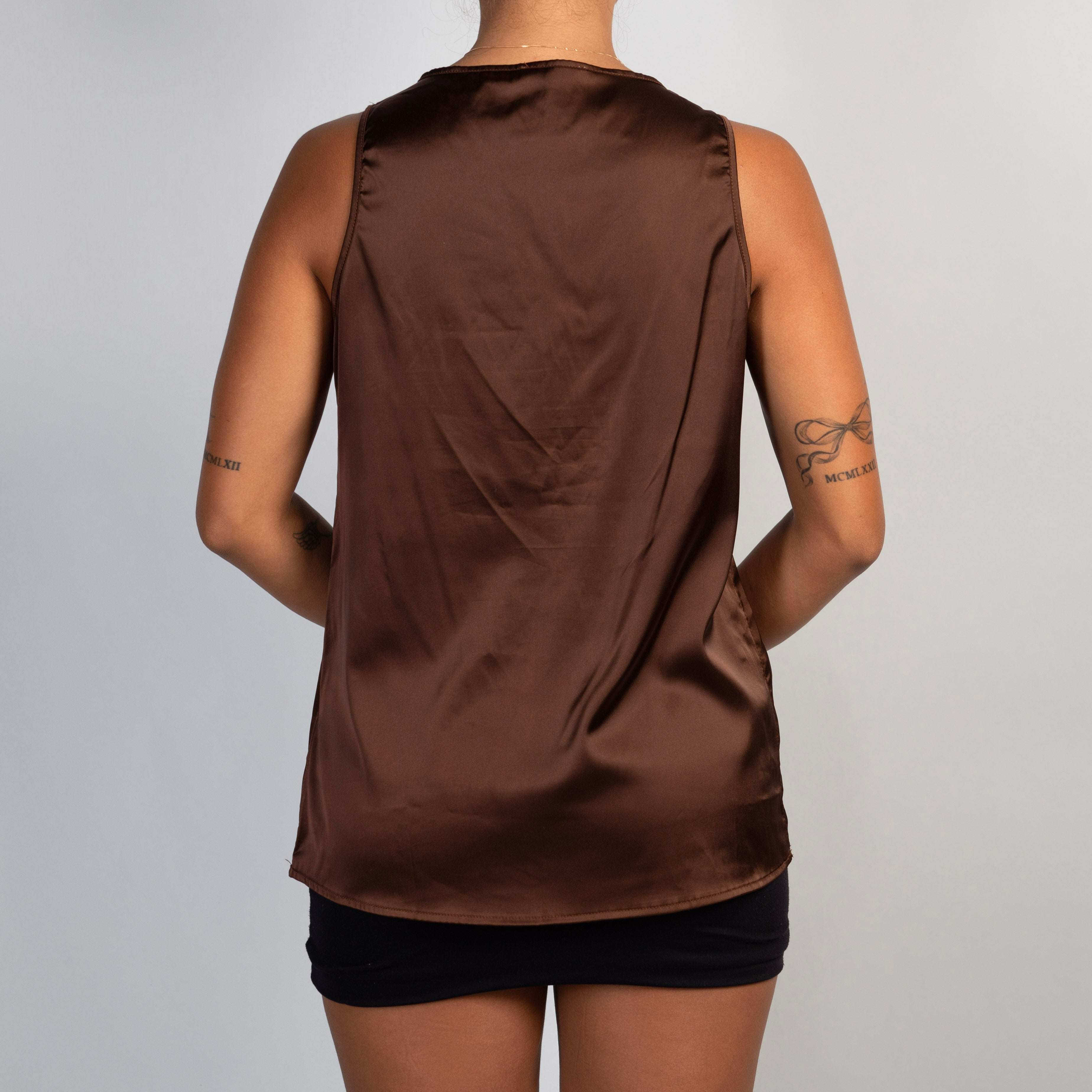 BROWN SATIN TOP