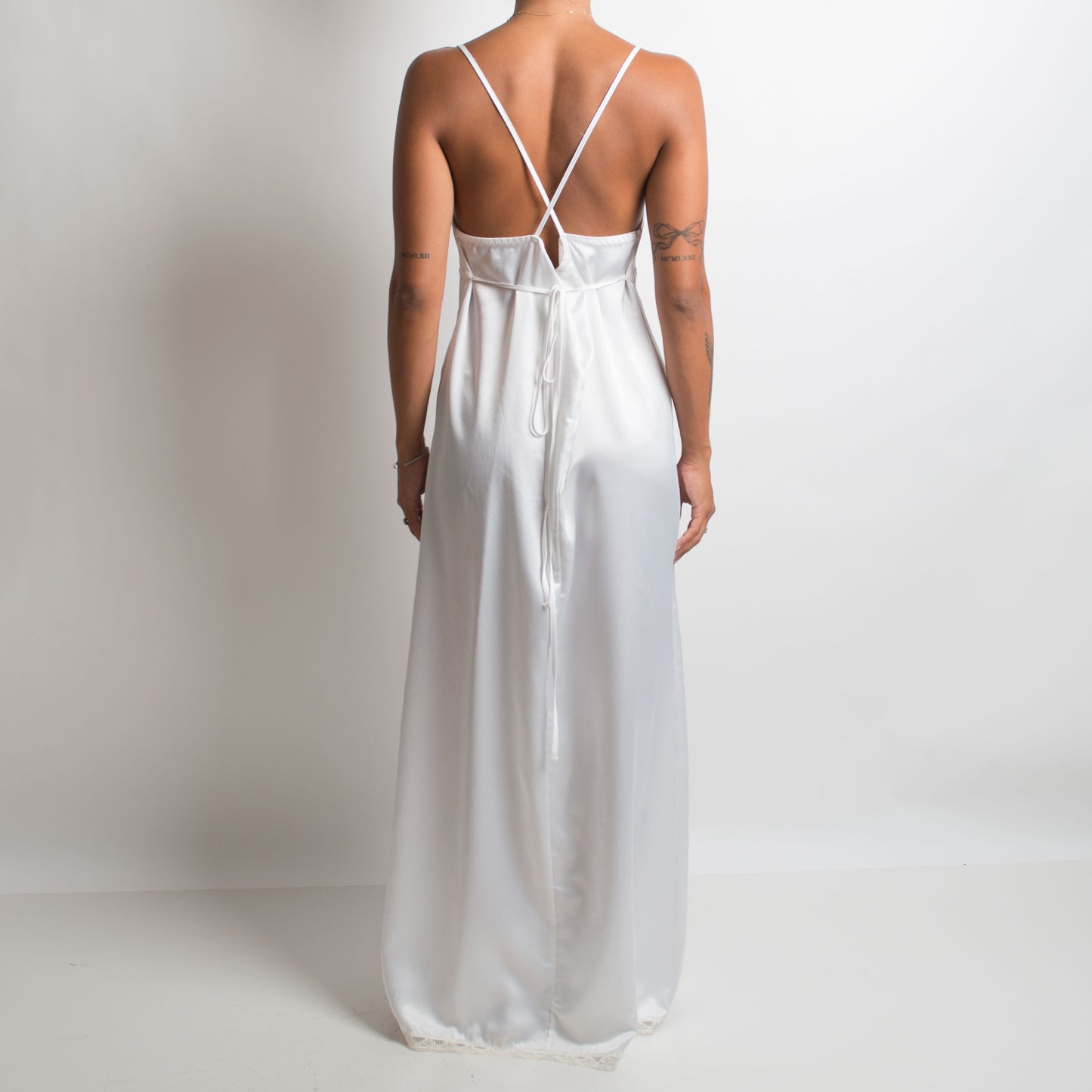 WHITE SATIN MAXI DRESS