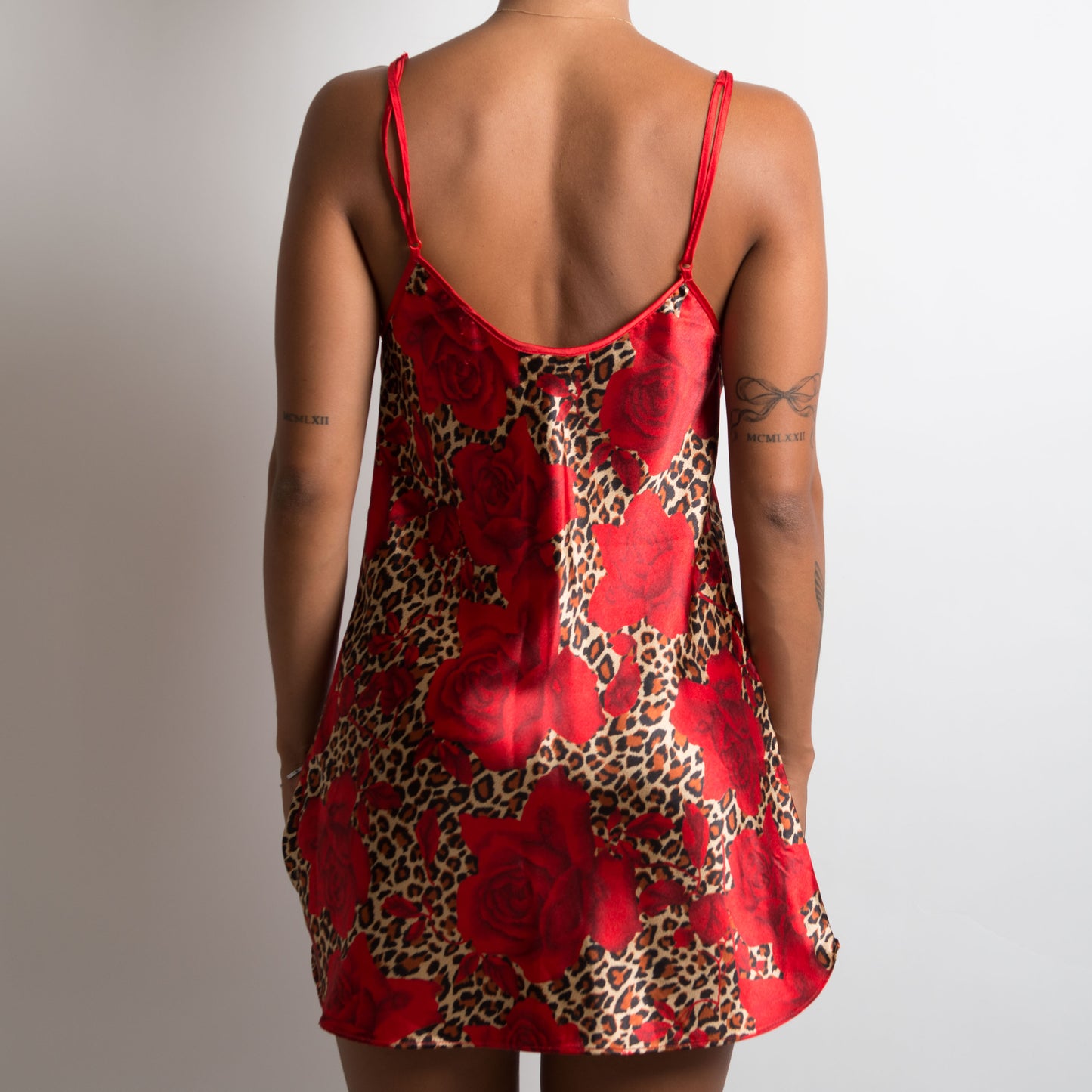 PATTERNED SATIN SLIP DRESS