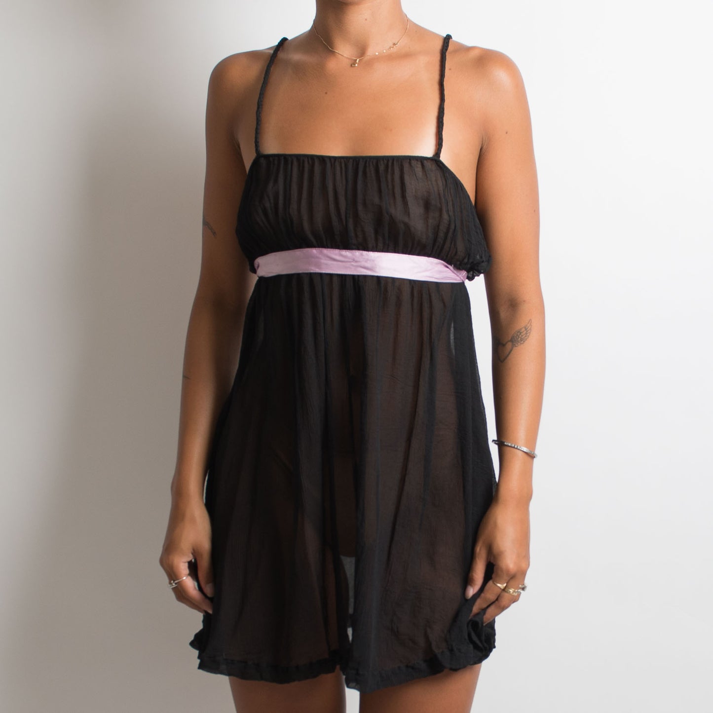 SHEER BABYDOLL MINI DRESS