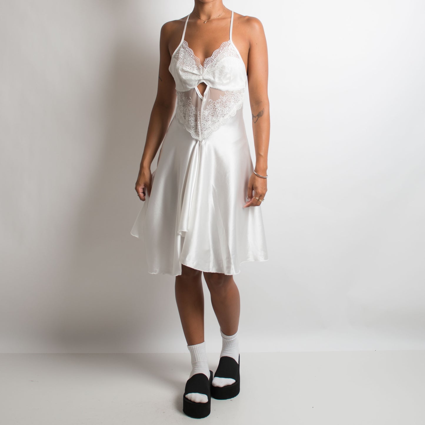 WHITE SATIN DRESS