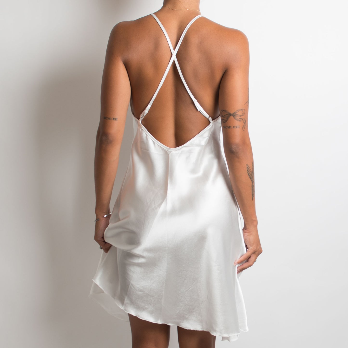 WHITE SATIN DRESS