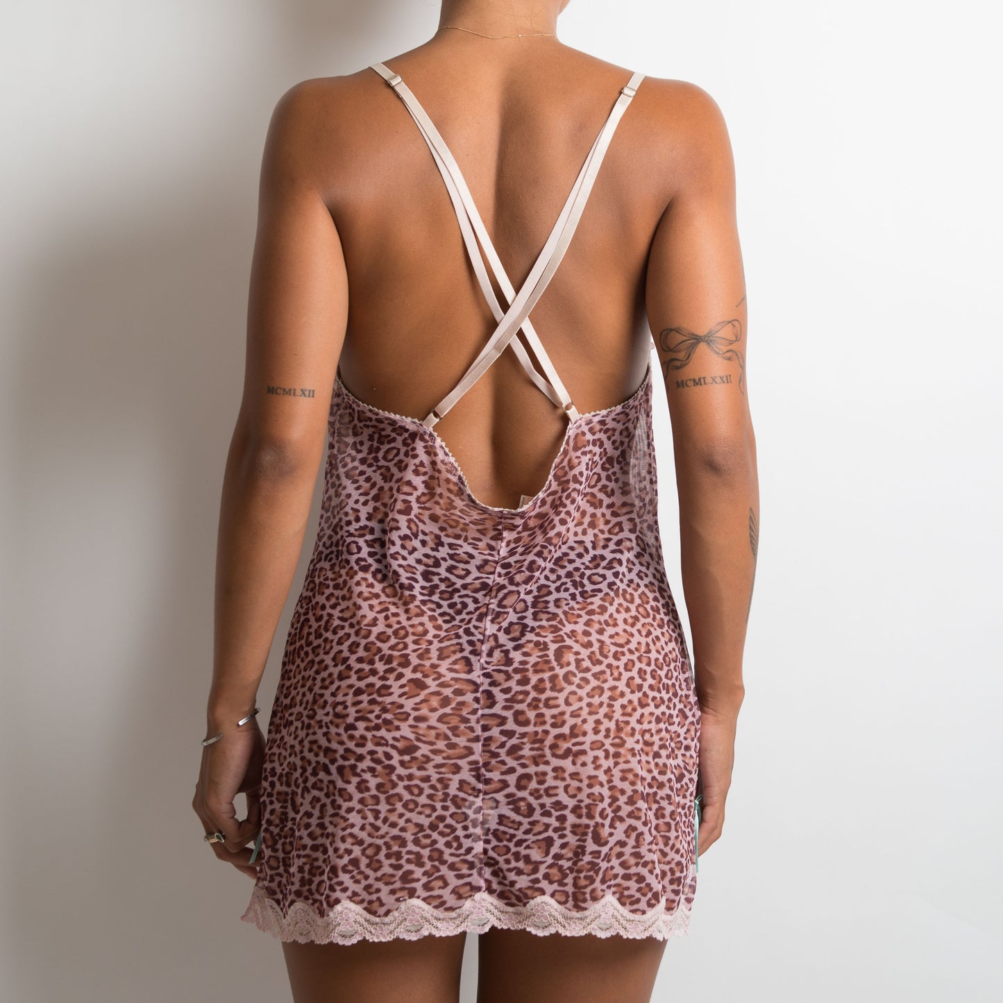 PINK ANIMAL PRINT MESH DRESS