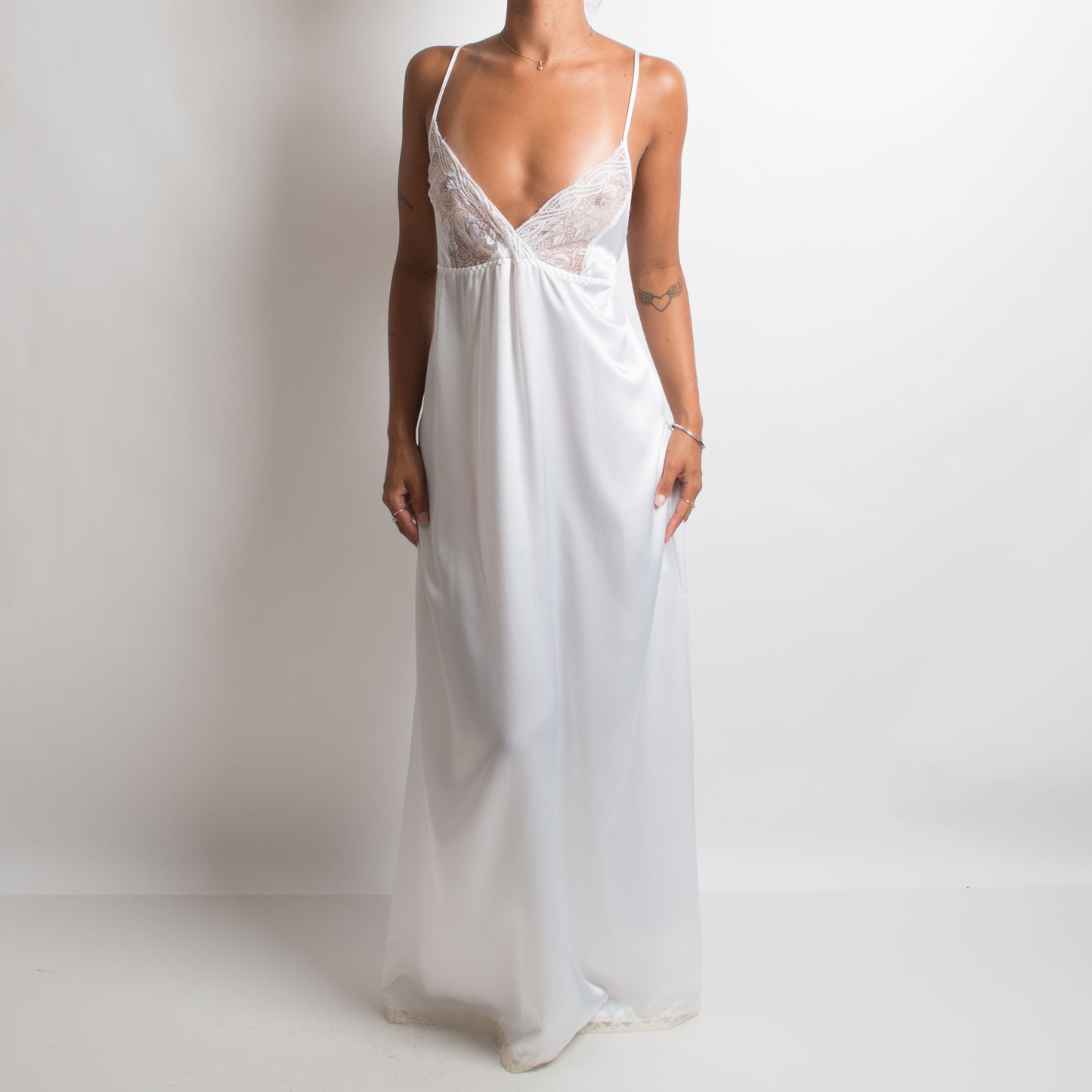 WHITE SATIN MAXI DRESS