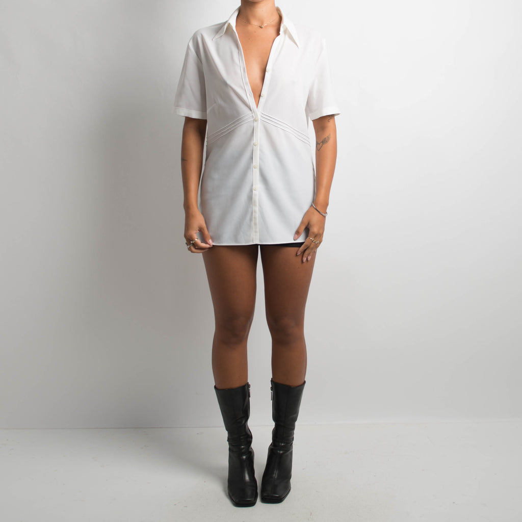 WHITE SHORT SLEEVE BLOUSE
