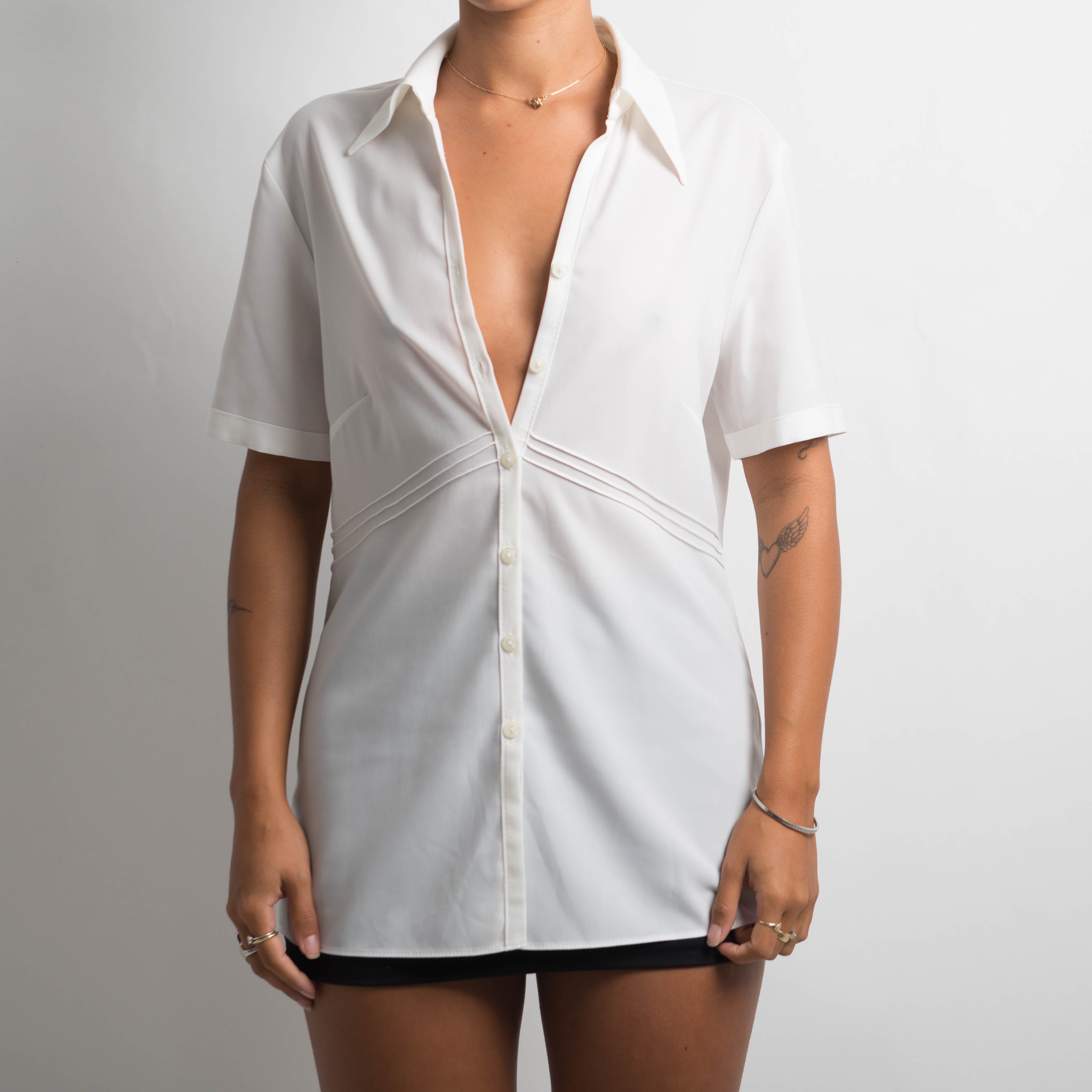 WHITE SHORT SLEEVE BLOUSE