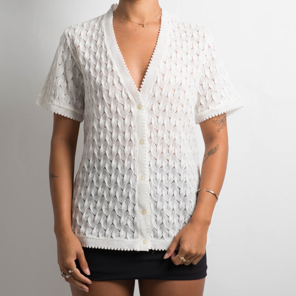 WHTIE CROCHET KNIT TOP