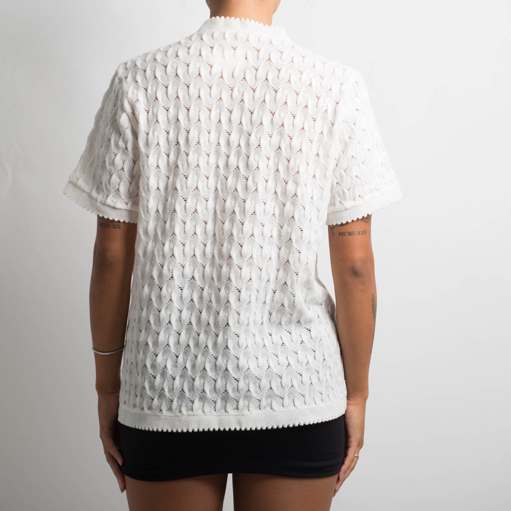 WHTIE CROCHET KNIT TOP