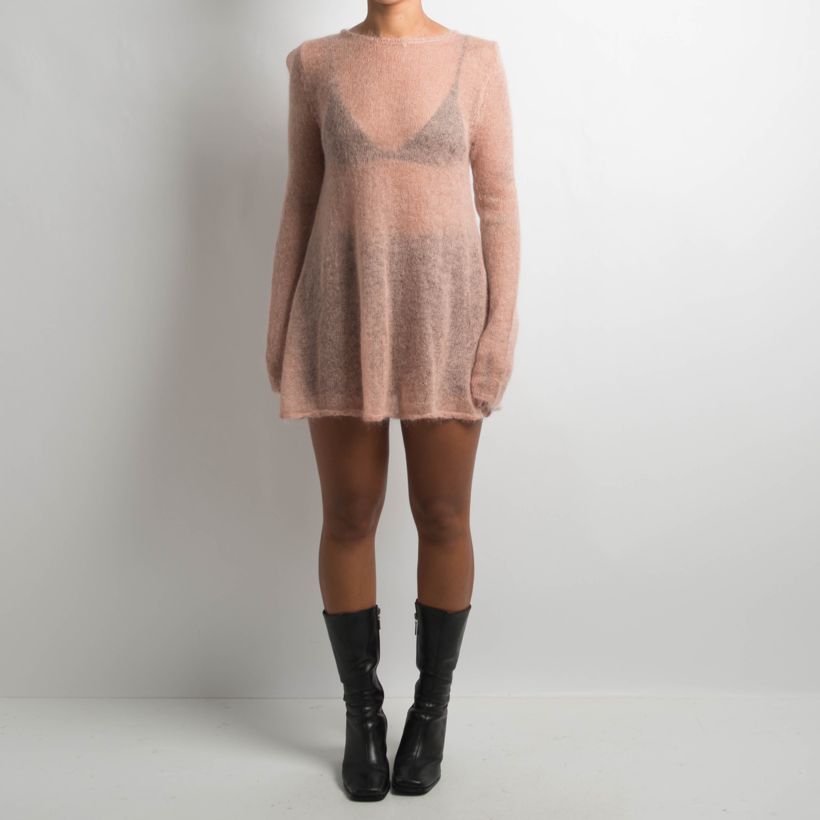 SHEER PINK MOHAIR KNIT