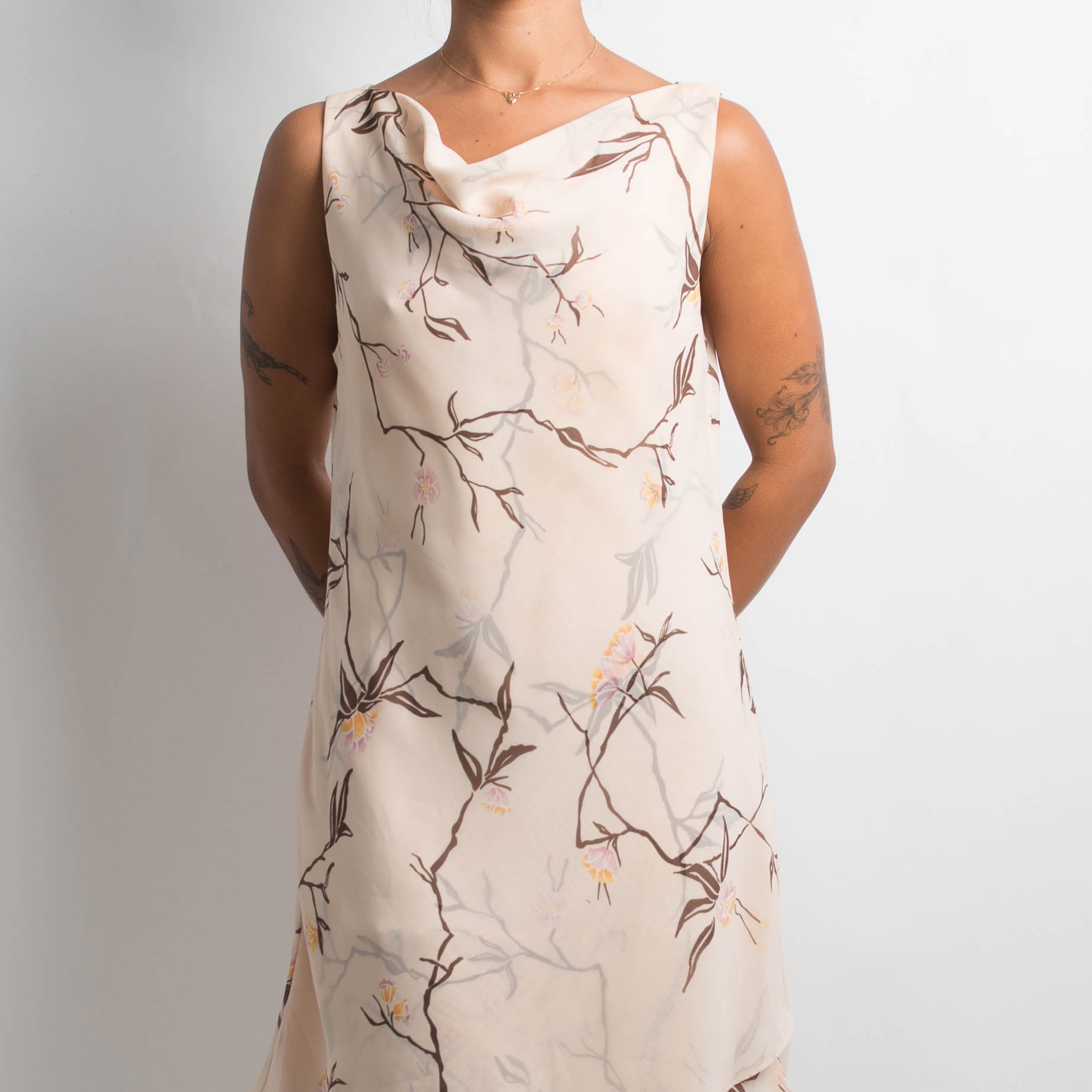CREAM FLORAL MIDI DRESS