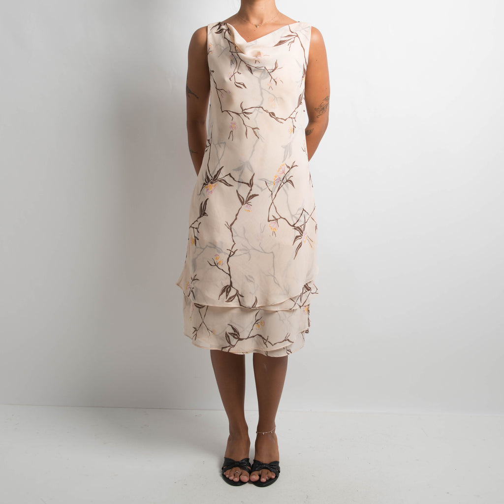 CREAM FLORAL MIDI DRESS