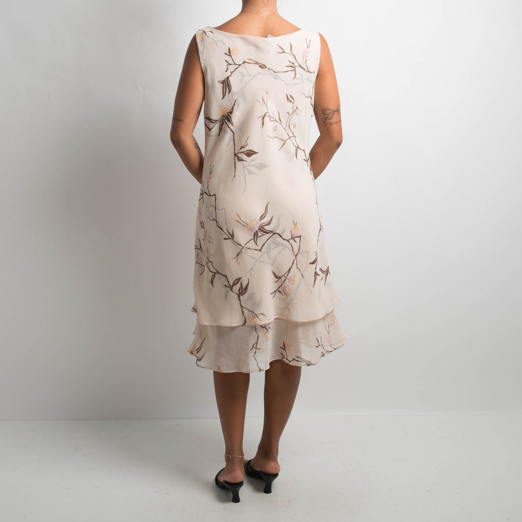 CREAM FLORAL MIDI DRESS