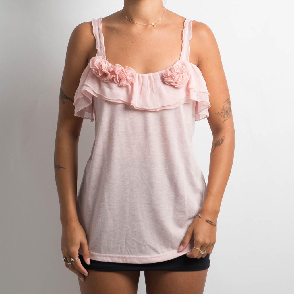PALE PINK RUFFLE TOP