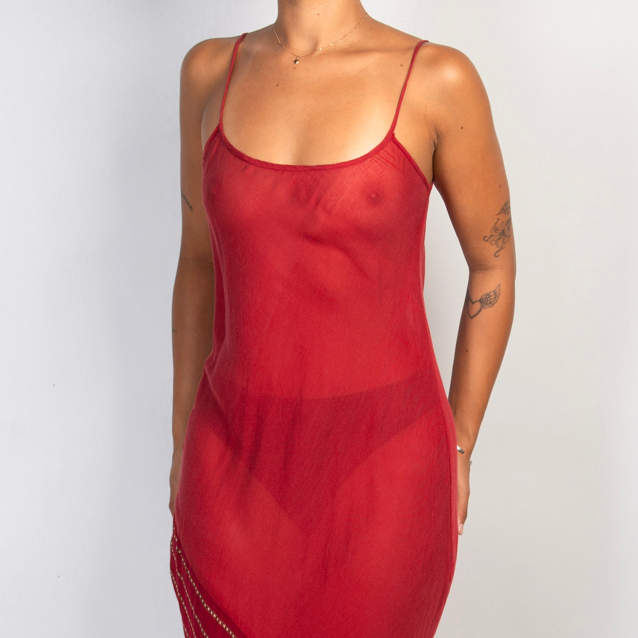 SHEER RED MAXI DRESS