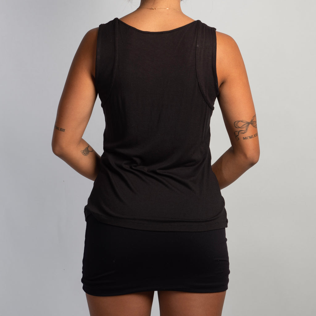 BLACK RUFFLE TANK TOP