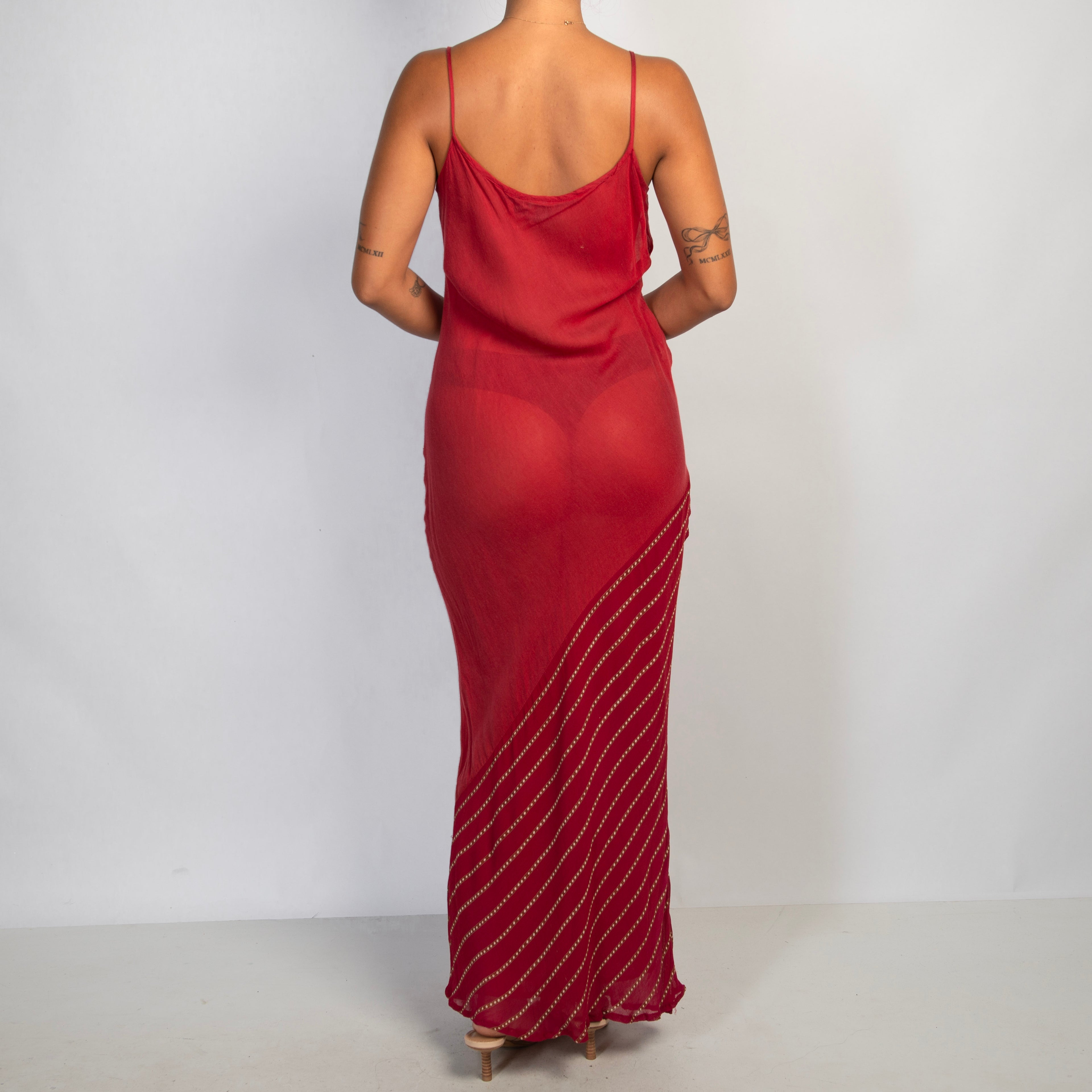 SHEER RED MAXI DRESS