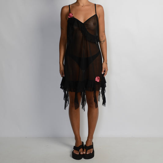 BLACK SHEER MESH DRESS