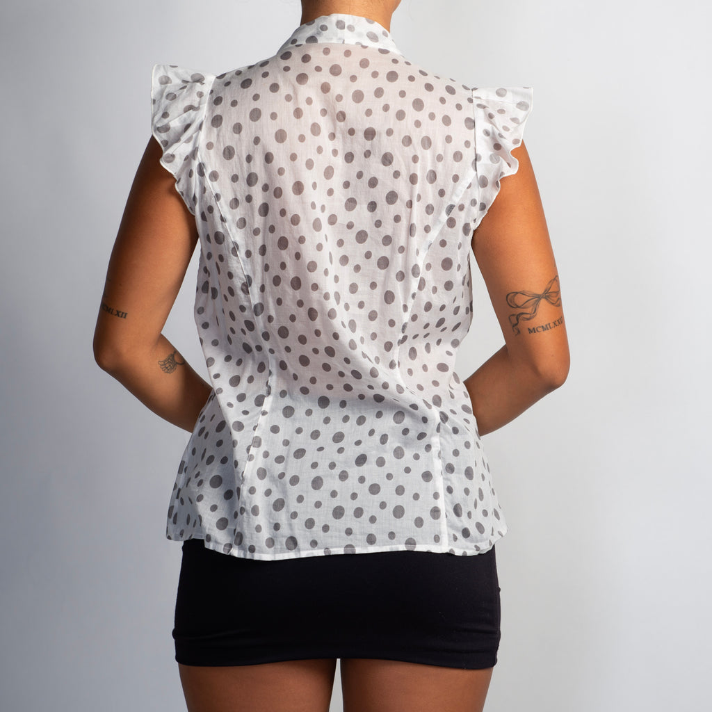 POLKA DOT RUFFLE BLOUSE