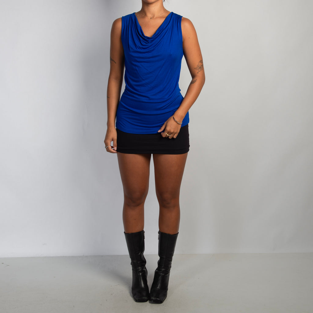 COBALT COWL NECK TOP
