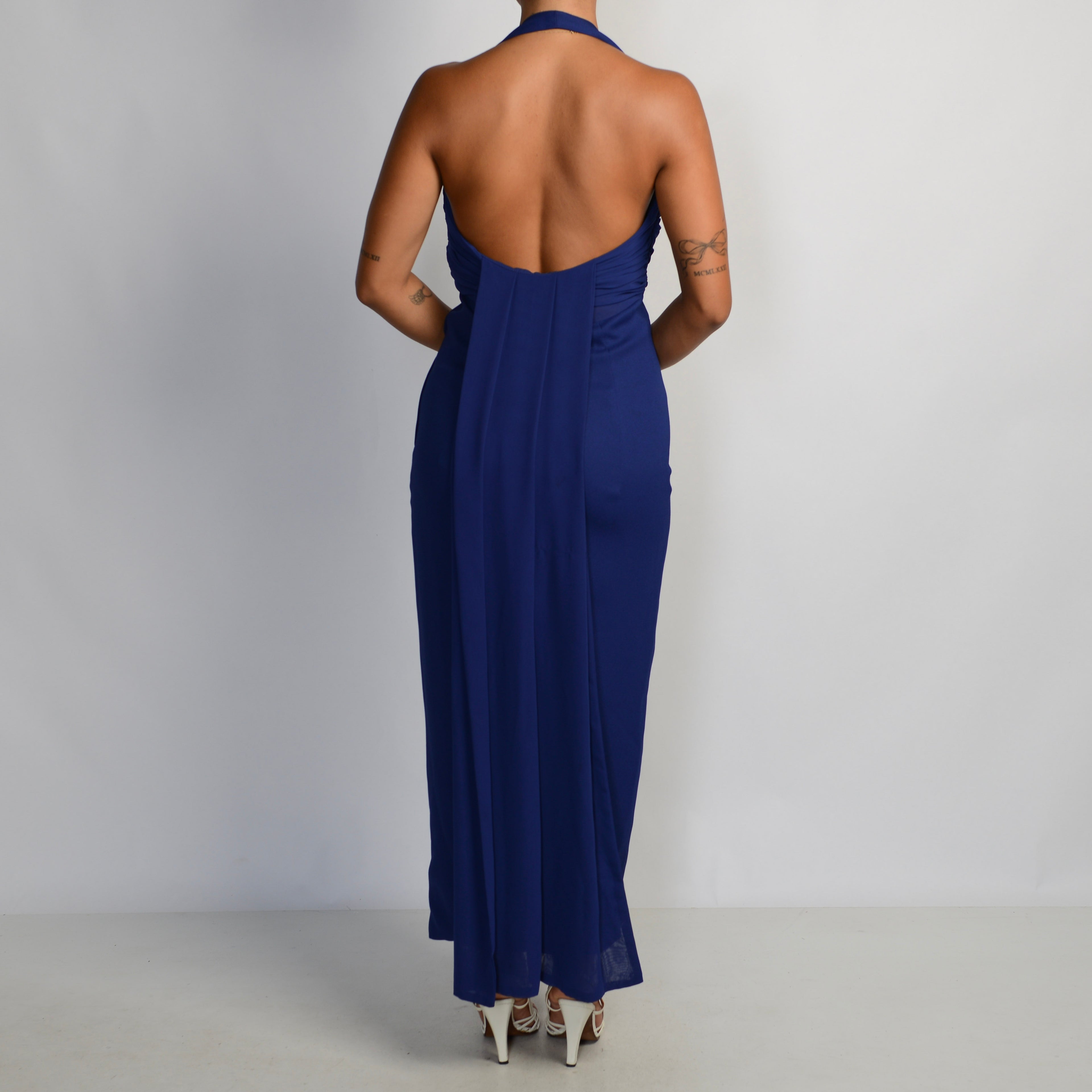 DEEP BLUE HALTER DRESS