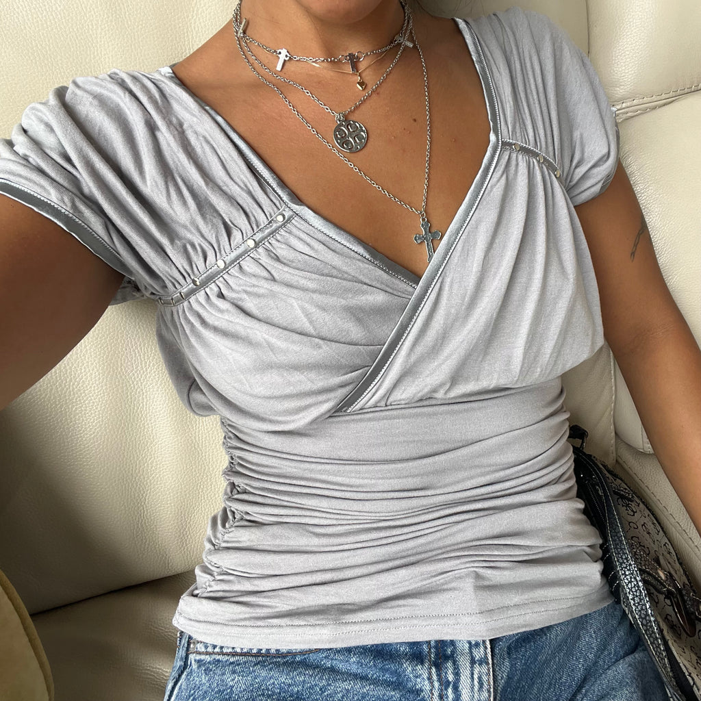 GREY RUCHED TOP