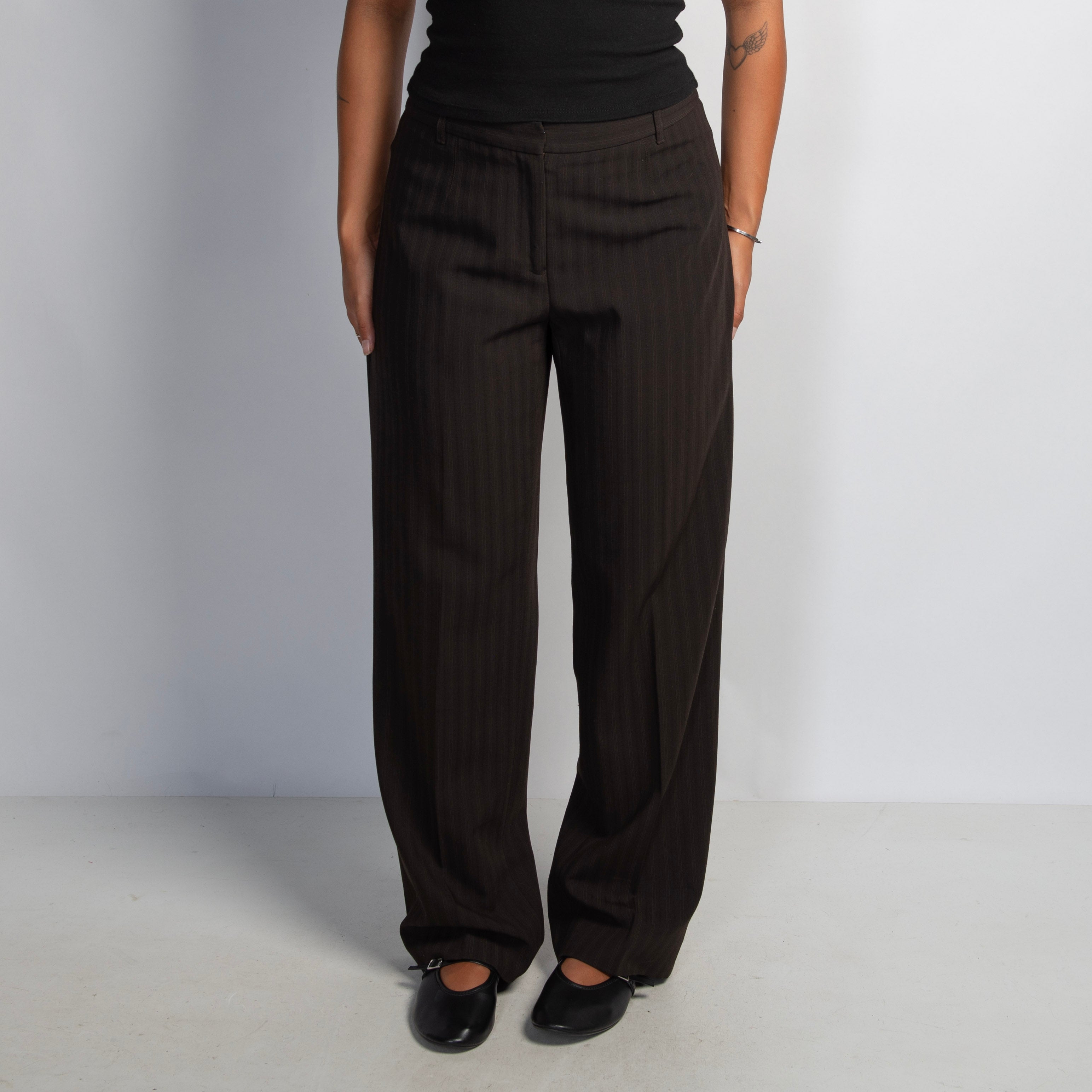 DARK BROWN STRIPE TROUSERS